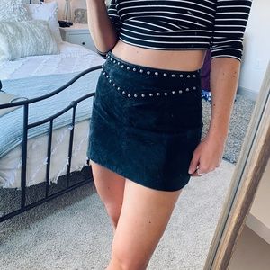 Faux-leather studded skirt